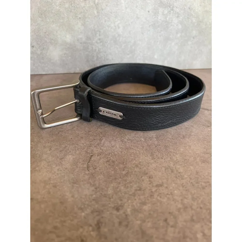 FOSSIL Classic Mens genuine smooth leather belt size 42 black casual business